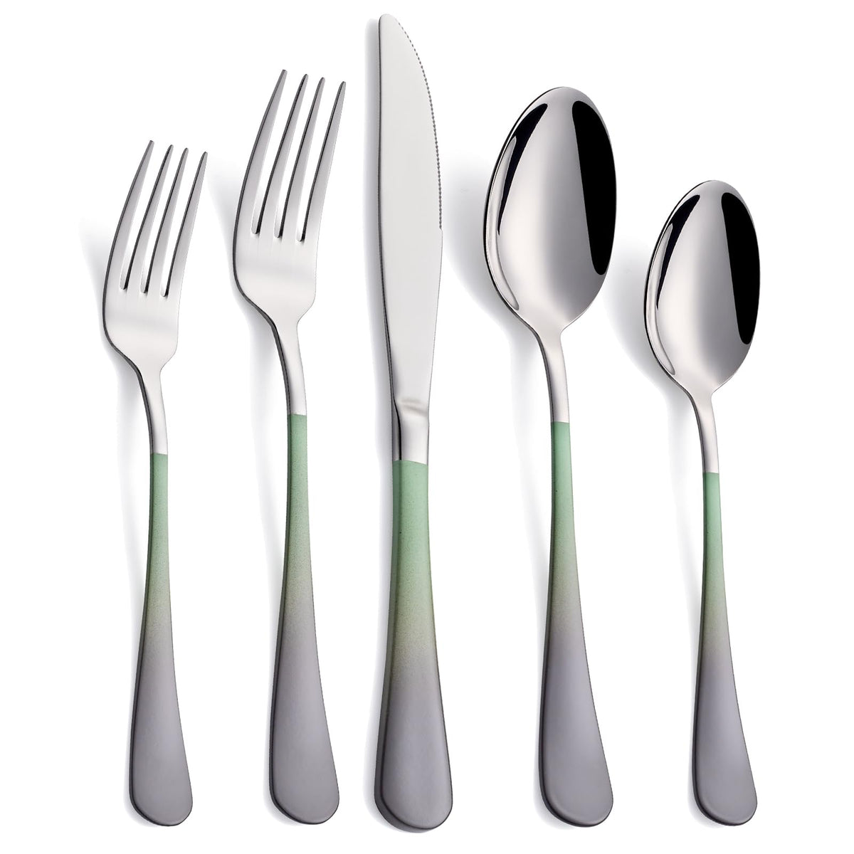 20-Pieces Green and Black Silverware Sets for 4,Green Handle Stainless Steel Cutlery Set, Include Forks Spoons and Knives Set, Dishwasher Safe Utensil Sets for Home Restaurant