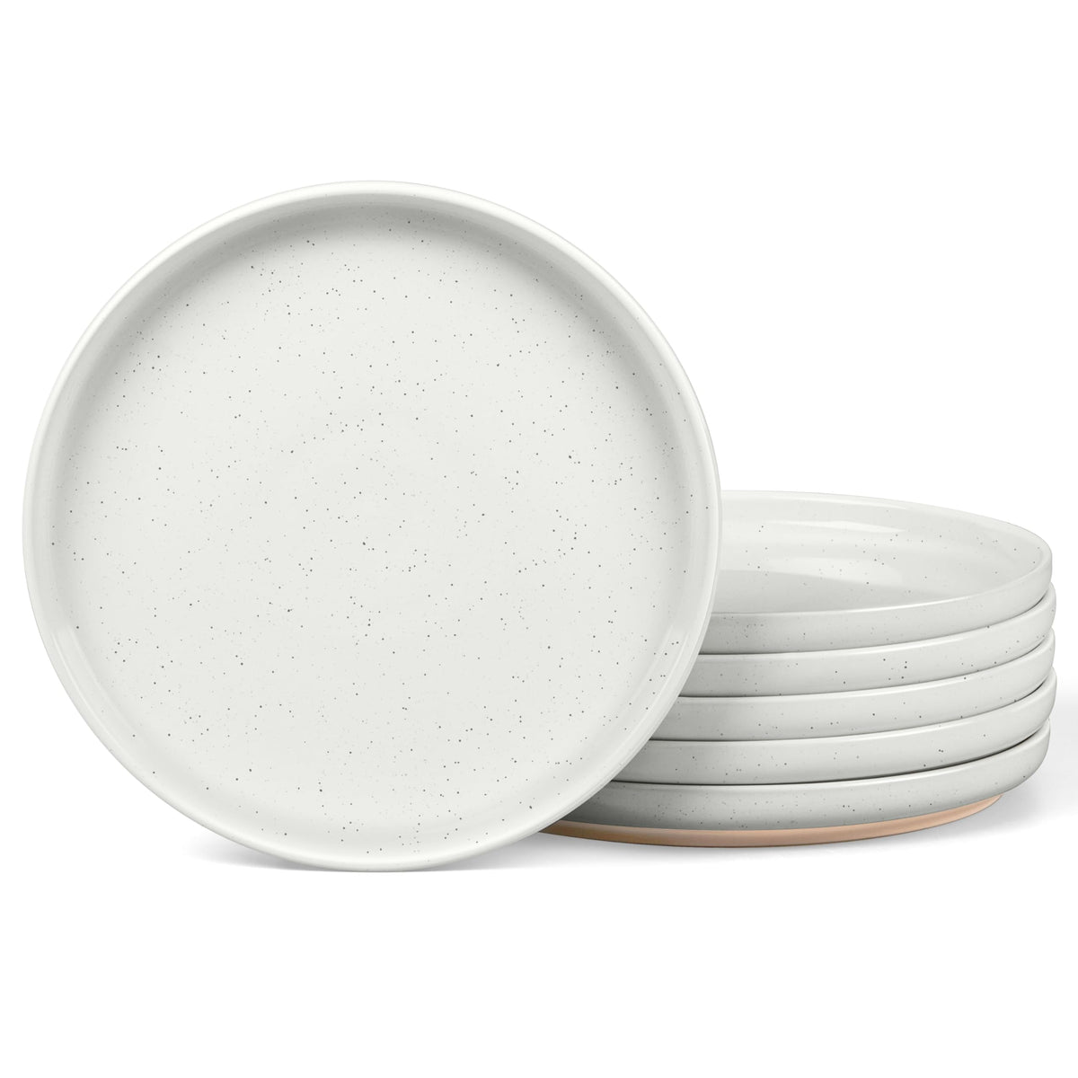 LIANYU Stoneware Dinner Plates Set of 4, 10.5 Inch Porcelain Kitchen Plates, High Edge Flat Dishes Set for Steak, Salad, Dessert, Microwave & Dishwasher & Oven Safe, Scratch Resistant, Milky Brown
