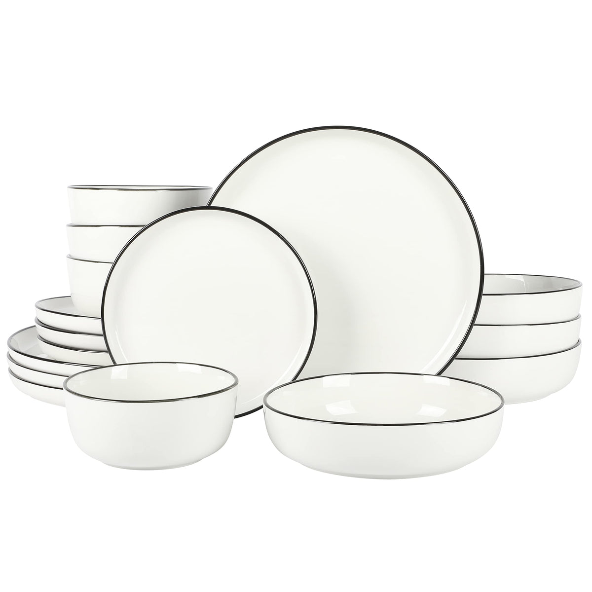 Gibson Home Plates and Bowls Sets - Dinnerware Set for 4, 16-Piece White Dishes — Ceramic Dish Set| Microwave & Dishwasher Safe Dishes - Oslo Collection