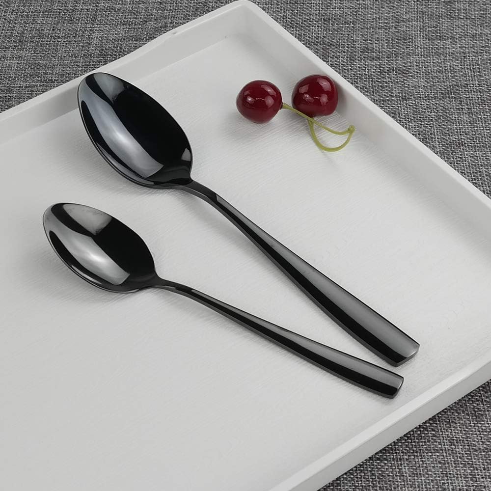Teyyvn 60-Piece Black Stainless Steel Cutlery Set, Service for 12