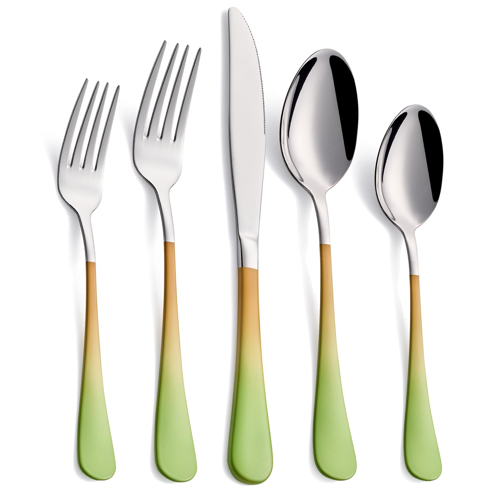 20-Pieces Green and Black Silverware Sets for 4,Green Handle Stainless Steel Cutlery Set, Include Forks Spoons and Knives Set, Dishwasher Safe Utensil Sets for Home Restaurant
