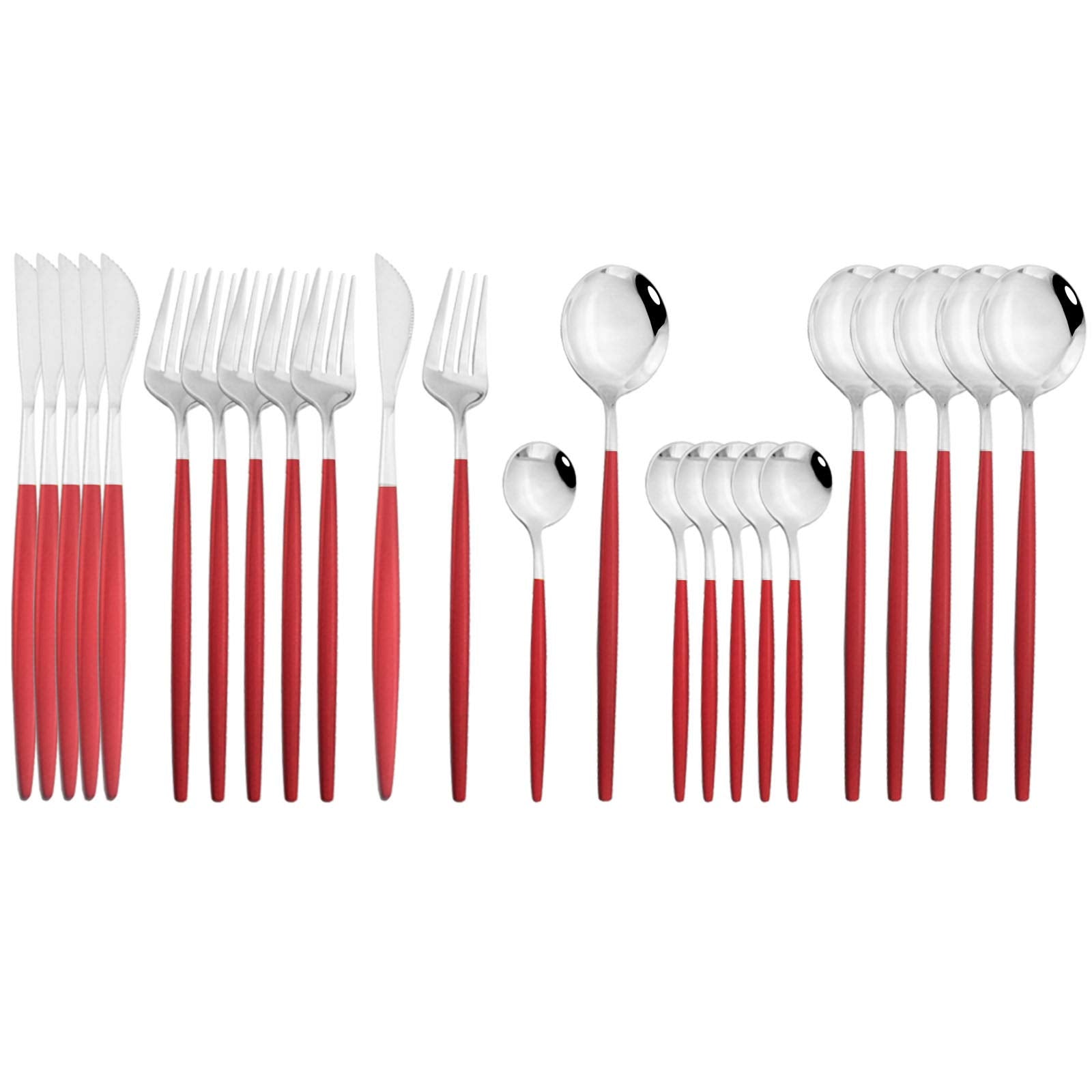 JASHII 24 Pieces Silverware Flatware Cutlery Set, Stainless Steel Tableware Silverware-Service for 6 Dishwasher Safe Full Set Flatware Durable (Silver)