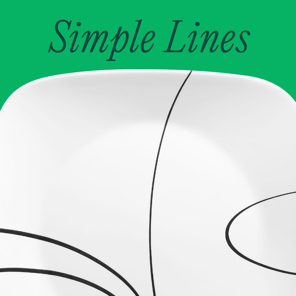 Corelle Square Simple Lines Dinner Plate Set, 6 Pack