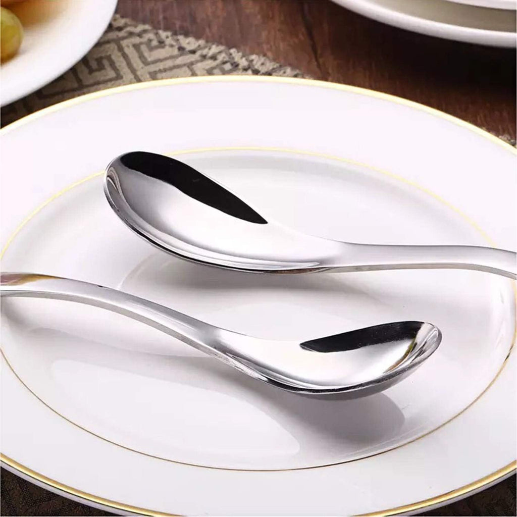 AOOSY Soup Spoons,Stainless Steel Korean Spoons Asian Soup Spoon, Set of 6 | Heavy Duty Thick Short Handle Ramen Spoon for Soup Cereals Dessert,6.3 In