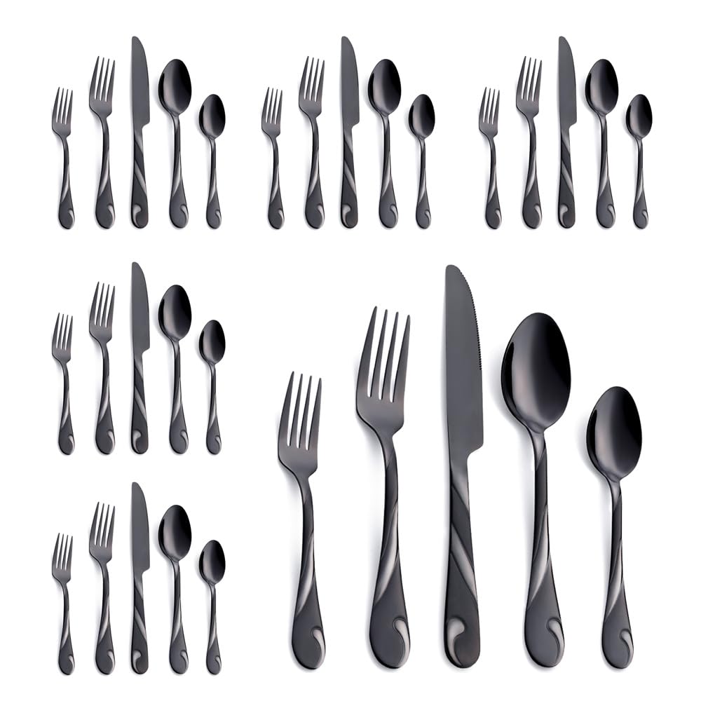 Gold Stainless Steel Flatware Set for 8, 40-Piece Silverware Set | Shiny Gold Metal Cutlery Set, Rust-Resistant, Include Spoon, Fork and Knife Set, Dishwasher Safe, for Dinner/Parties/Banquets