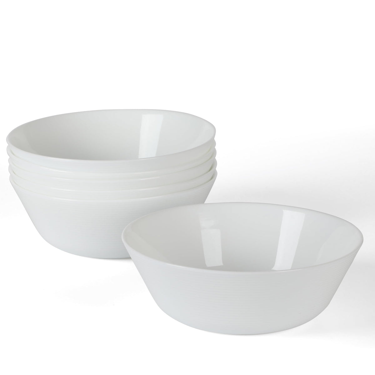 Martha Stewart Opalton Dinner Plates 6-Piece 10-Inch Plate Set – Chip and Break Resistant Opal Glass Plates - White