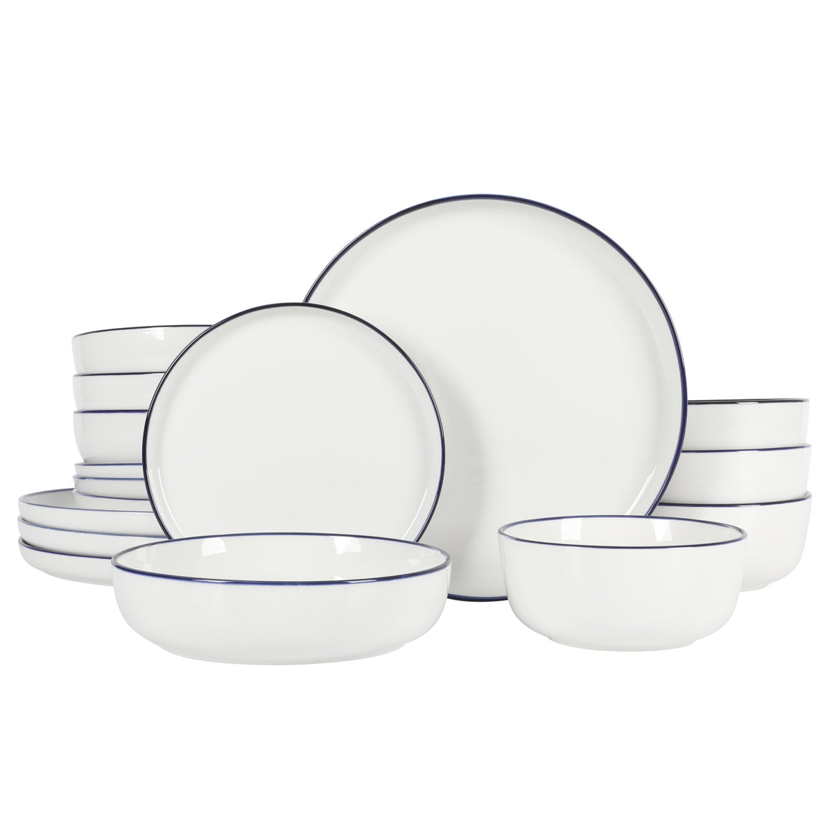 Gibson Home Plates and Bowls Sets - Dinnerware Set for 4, 16-Piece White Dishes — Ceramic Dish Set| Microwave & Dishwasher Safe Dishes - Oslo Collection