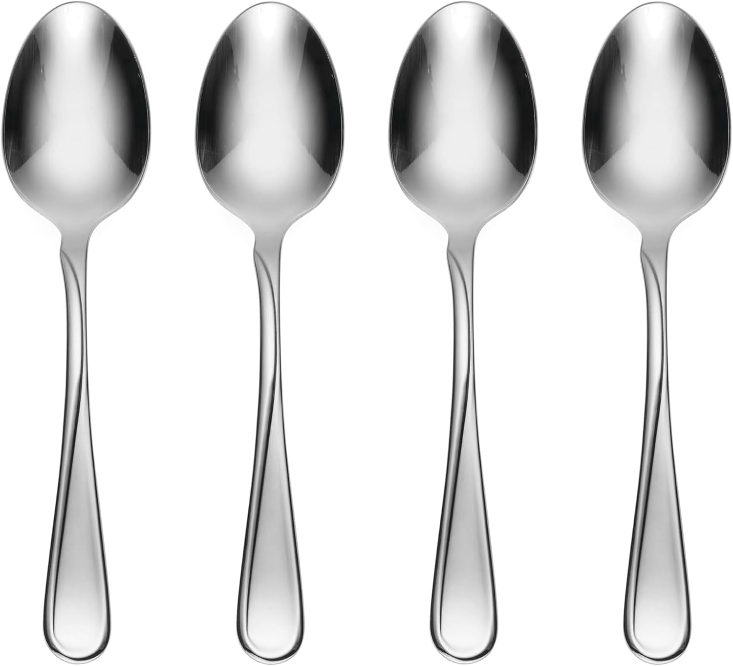 Oneida Flight Dinner Spoons Silverware Set for 4, Flatware | 18/0 stainless steel, mirror finish | dishwasher safe | great for soup or everyday dining, cutlery set