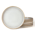 famiware Star 10/8 inches Dinner Plates Set for 6, Cappuccino White | Fine Stoneware Kitchen Plates for Salad, Dessert, Double Reactive Glaze, Microwave Dishwasher Safe, Lead-free, Cadmium-free