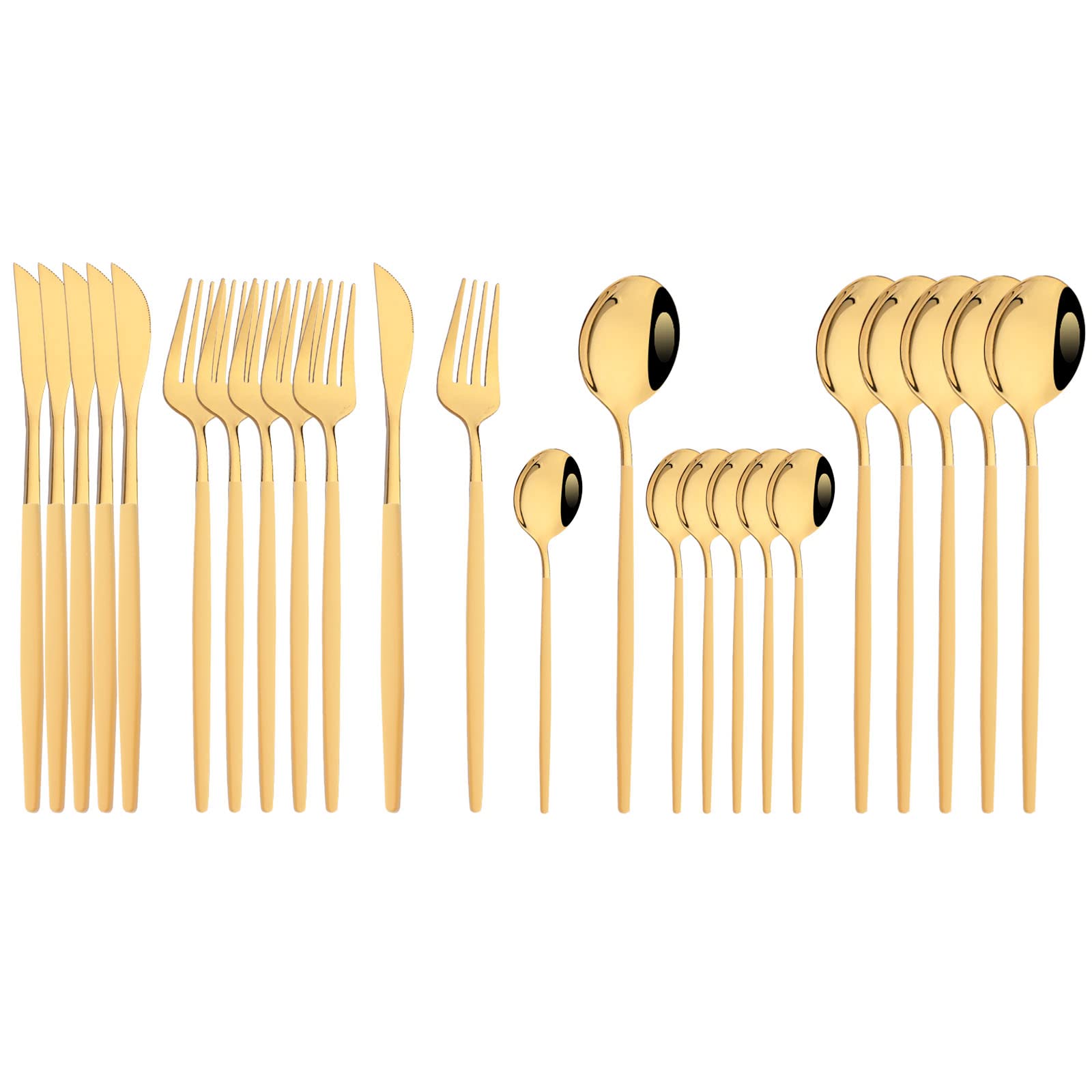JASHII 24 Pieces Silverware Flatware Cutlery Set, Stainless Steel Tableware Silverware-Service for 6 Dishwasher Safe Full Set Flatware Durable (Silver)