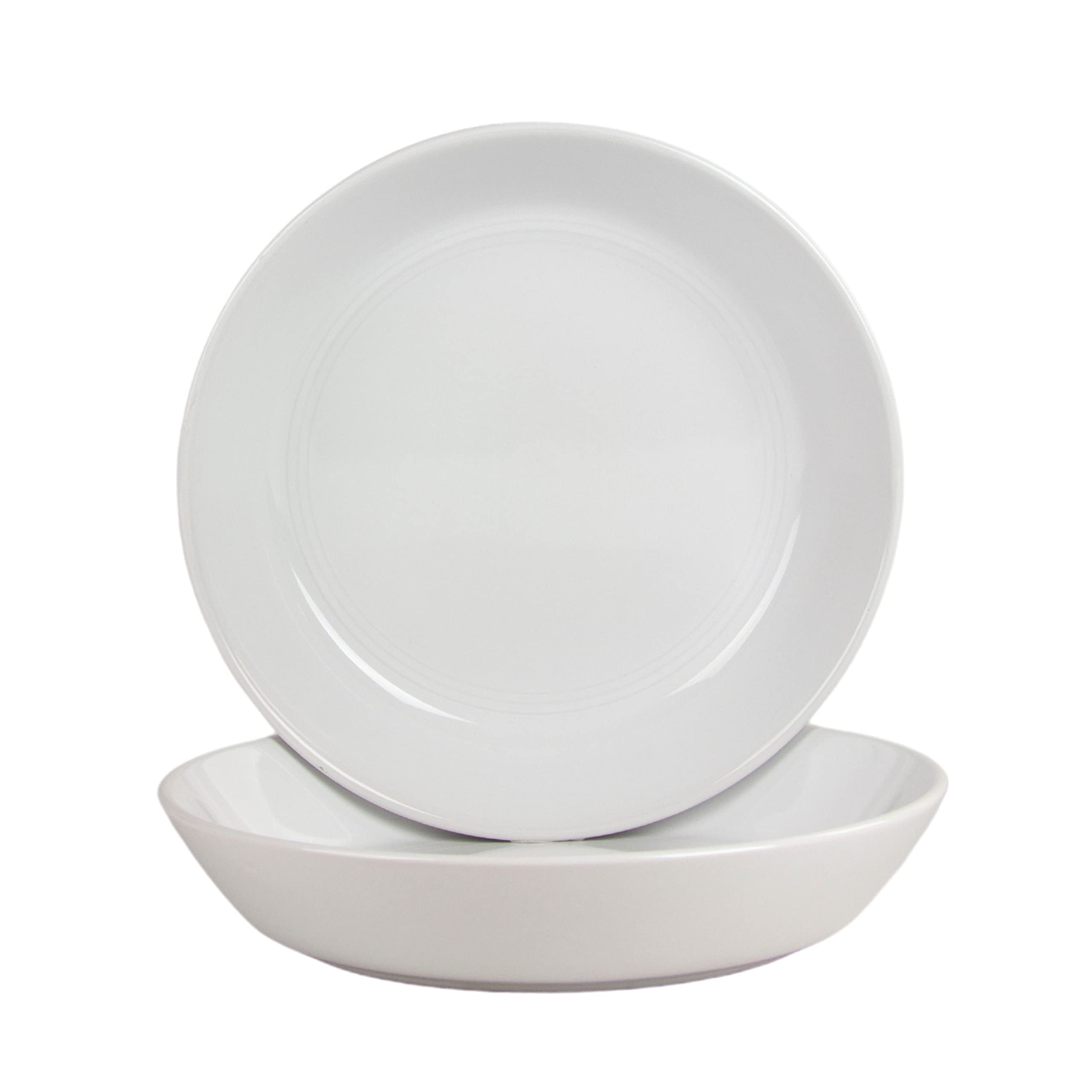 Double Line 10.5" Dinner Plate, Set of 6, Matte Black