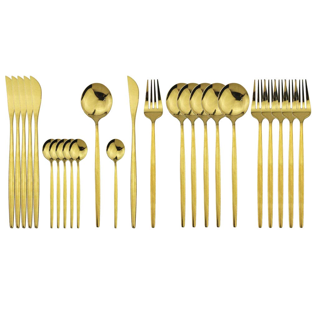 JASHII 24 Pieces Silverware Flatware Cutlery Set, Stainless Steel Tableware Silverware-Service for 6 Dishwasher Safe Full Set Flatware Durable (Silver)