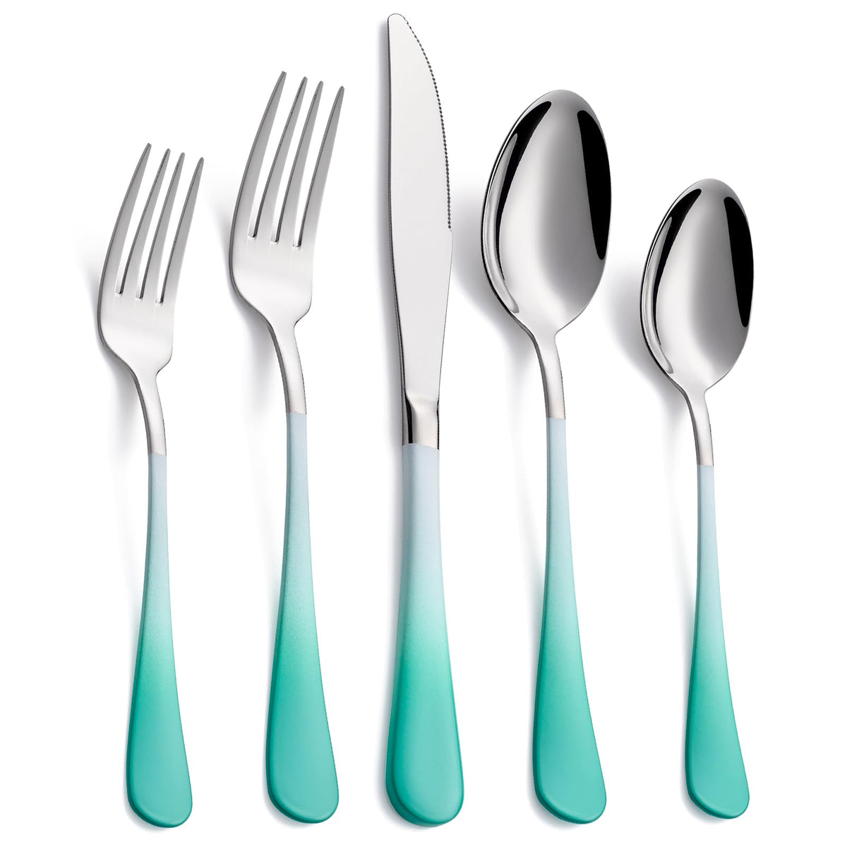 20-Pieces Green and Black Silverware Sets for 4,Green Handle Stainless Steel Cutlery Set, Include Forks Spoons and Knives Set, Dishwasher Safe Utensil Sets for Home Restaurant