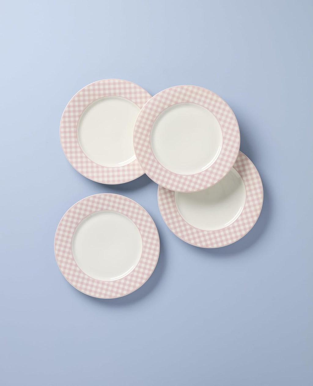 Lenox Gingham Pink Porcelain Valentine's Day Dinner Plate Set for 4 | durable everyday use | 10.5 inch diameter | playful pink checkered design, gift for women, decor, dinnerware