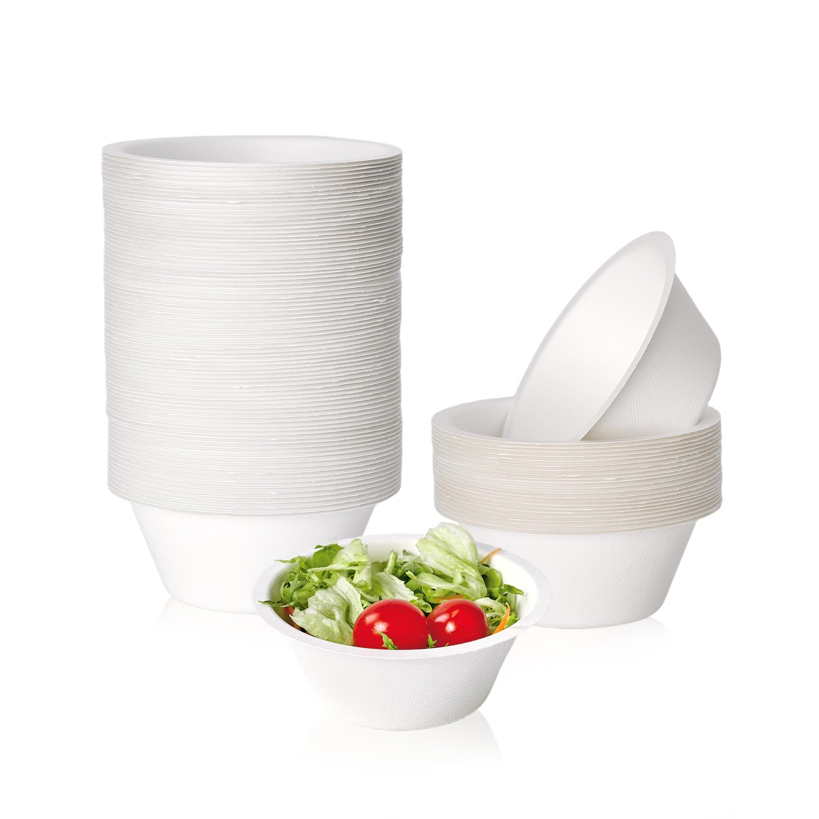 150 Pack 12 oz Compostable Paper Bowls Disposable, White | Heavy-Duty Biodegradable Bowls Made of Natural Sugarcane Bagasse, Perfect for Milk Cereals, Snacks, Salads, Desserts, Soups