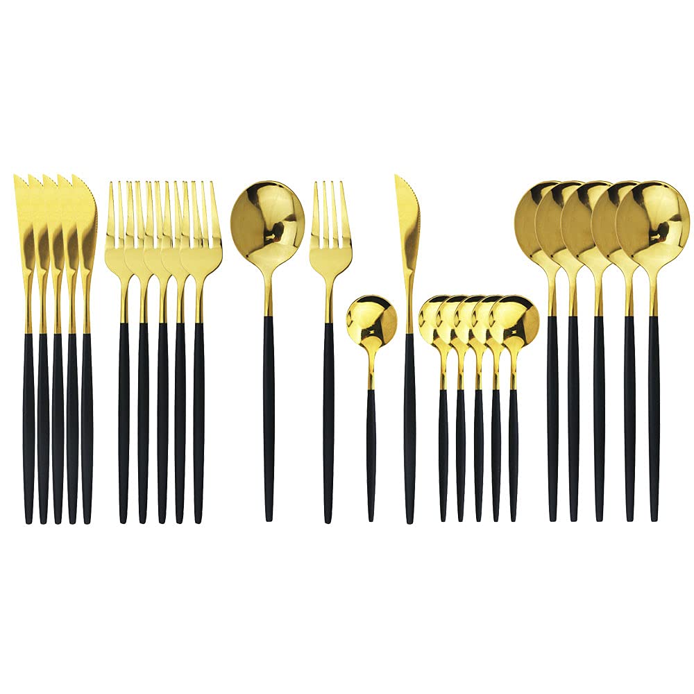 JASHII 24 Pieces Silverware Flatware Cutlery Set, Stainless Steel Tableware Silverware-Service for 6 Dishwasher Safe Full Set Flatware Durable (Silver)