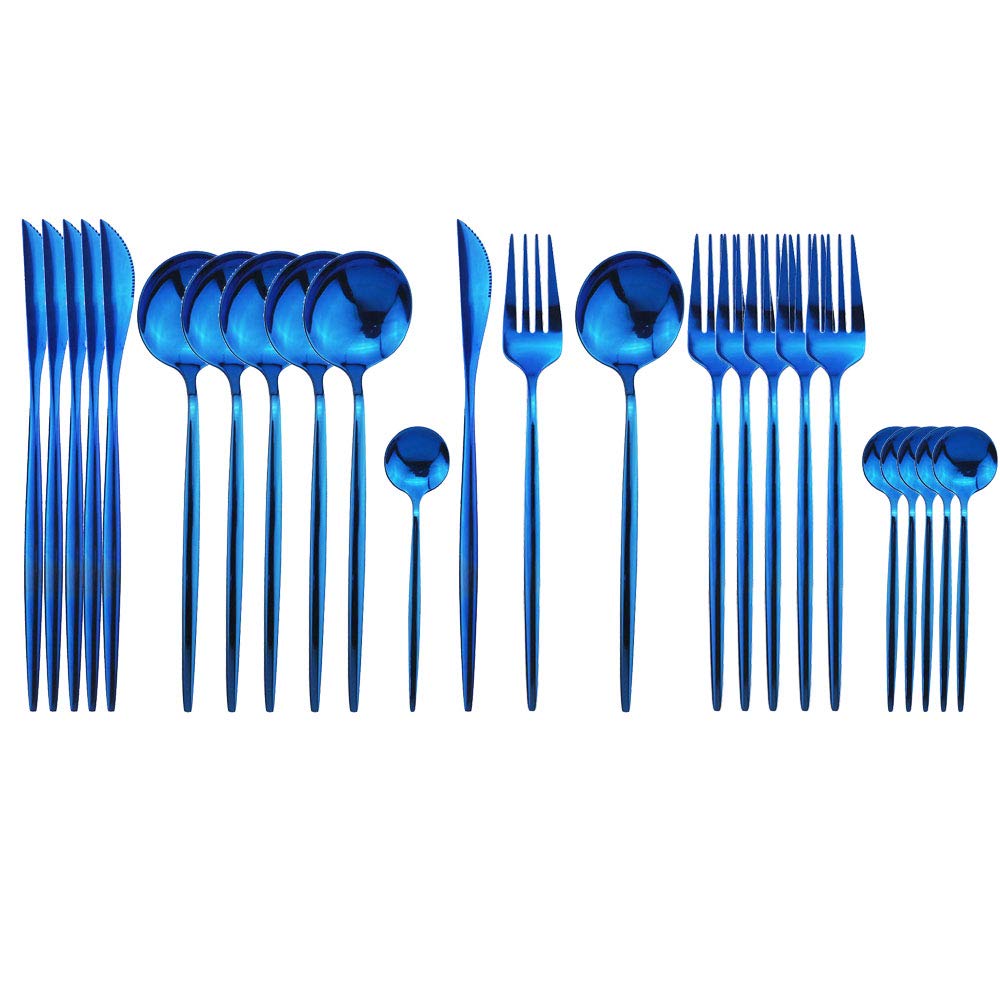 JASHII 24 Pieces Silverware Flatware Cutlery Set, Stainless Steel Tableware Silverware-Service for 6 Dishwasher Safe Full Set Flatware Durable (Silver)