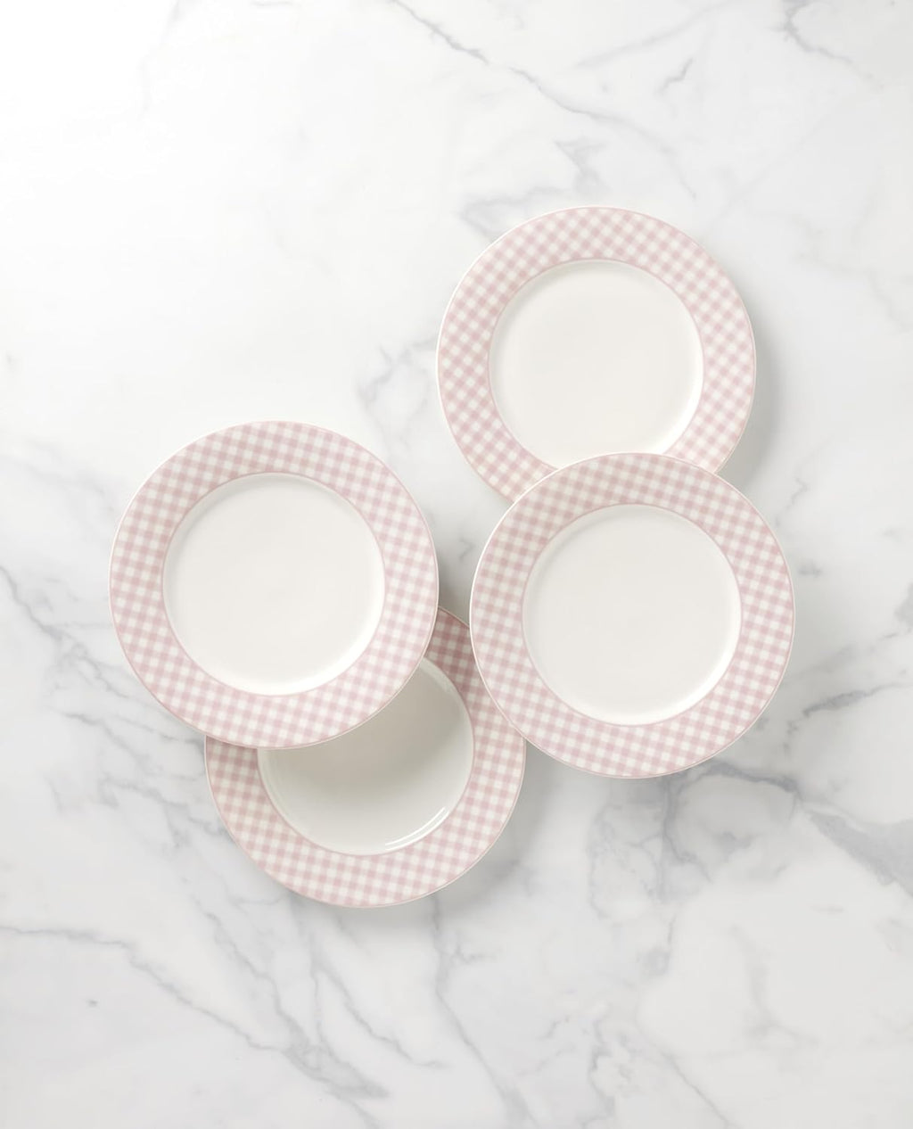 Lenox Gingham Pink Porcelain Valentine's Day Dinner Plate Set for 4 | durable everyday use | 10.5 inch diameter | playful pink checkered design, gift for women, decor, dinnerware