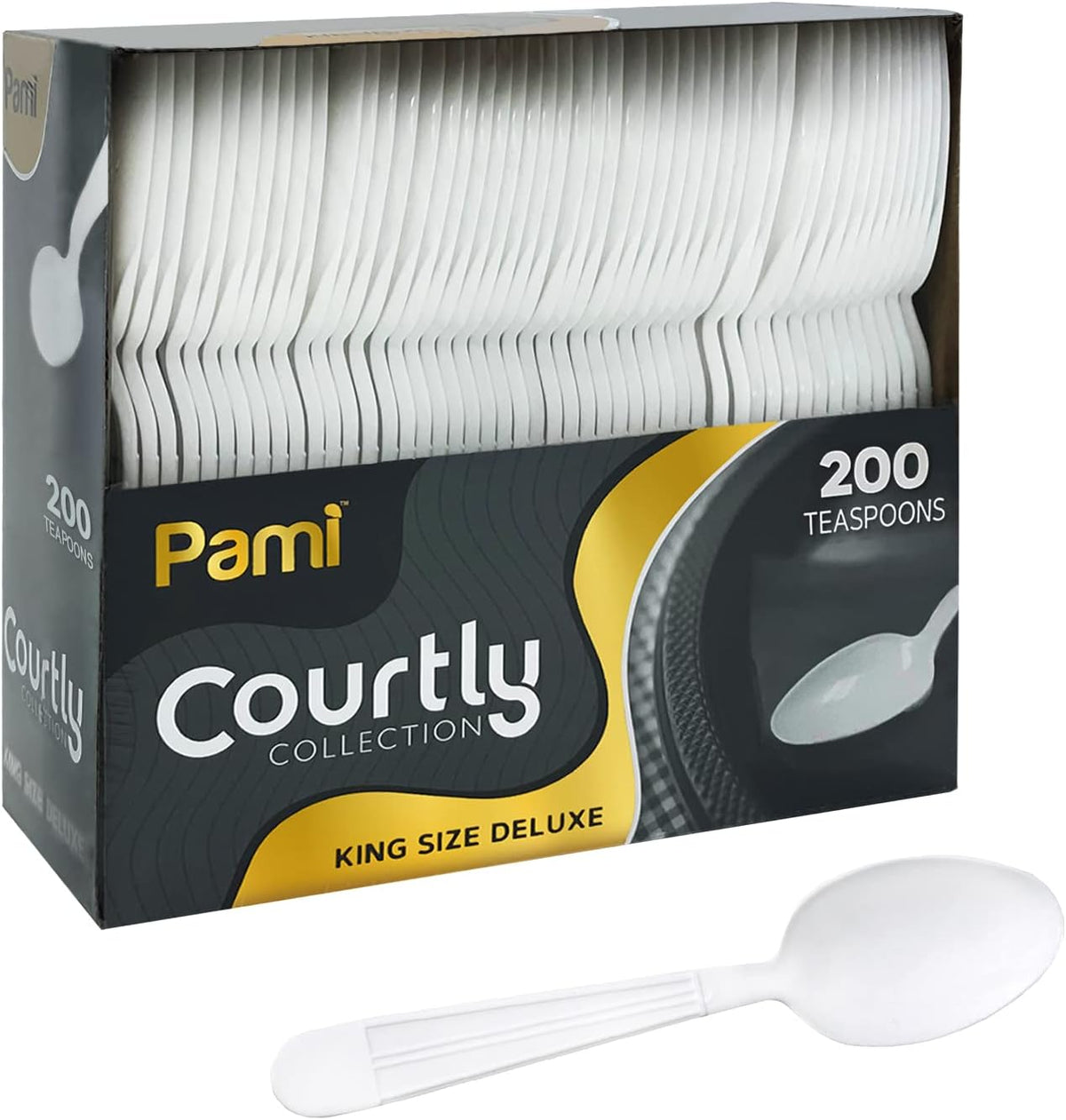 PAMI Heavy Weight Disposable Plastic Soup Spoons,White,Deluxe Size,200-Pk