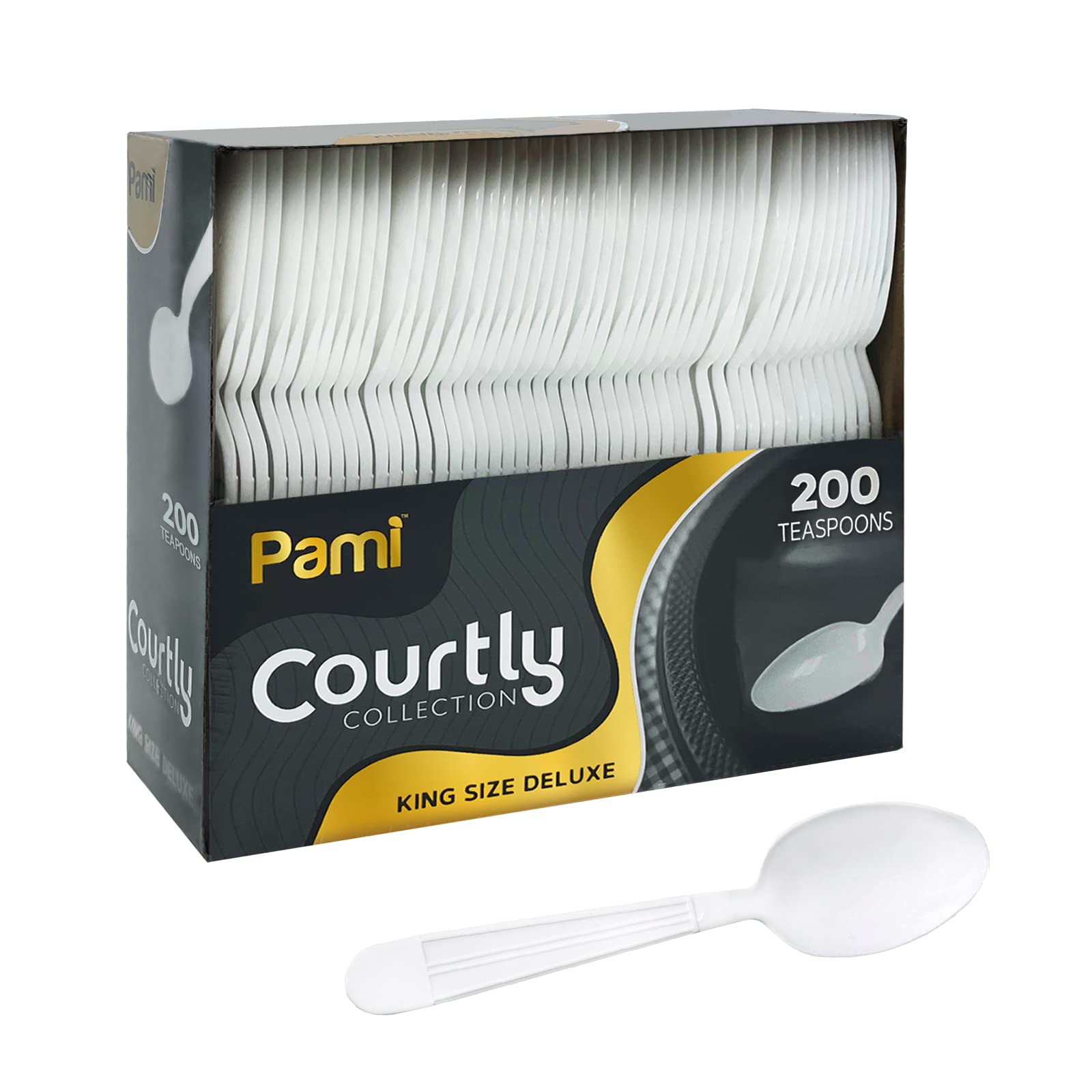 PAMI Heavy Weight Disposable Plastic Soup Spoons,White,Deluxe Size,200-Pk