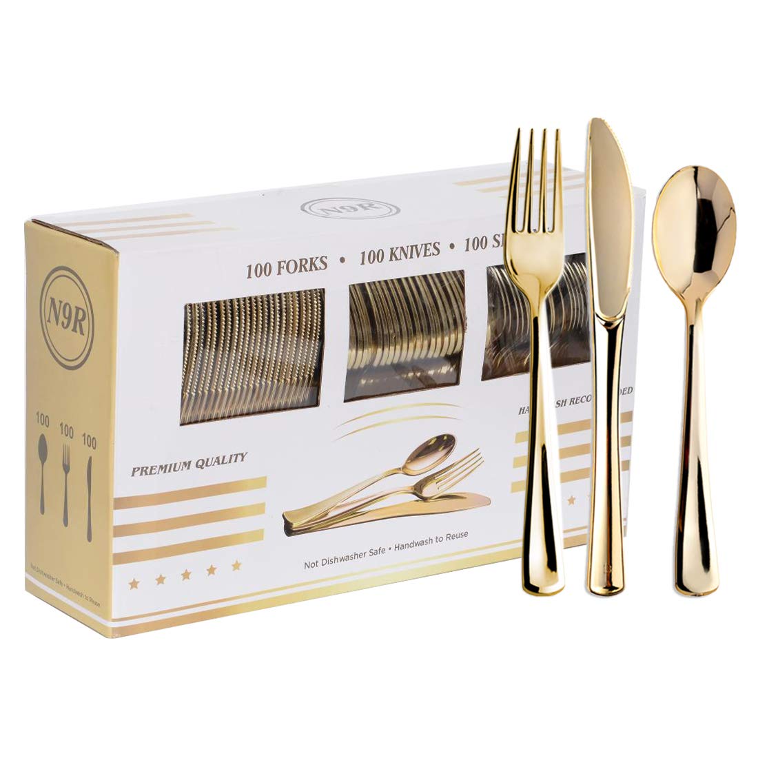 160PCS Gold Plastic Silverware, Disposable Plastic Cutlery/Utensils | Heavy Duty Flatware Kit , 80 Forks, 40 Spoons, 40 Knives , for Party, Wedding, Birthday & Everyday Use