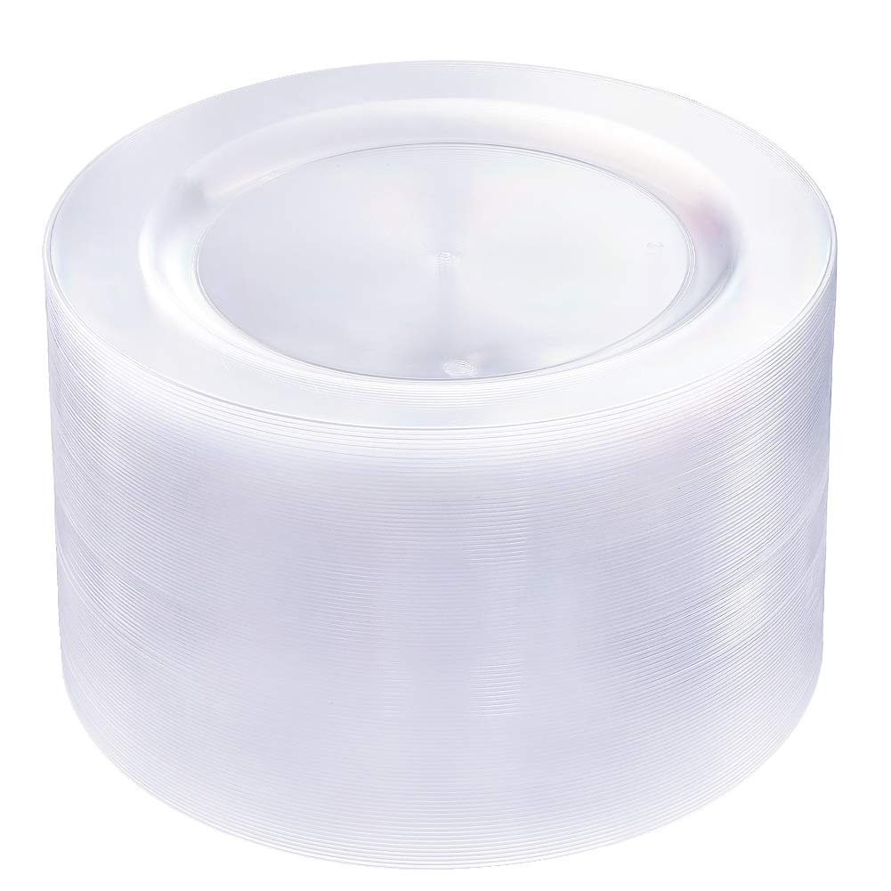 bUCLA 100PCS White Plastic Plates-10.25inch Disposable Dinner Plates-Premium Party&Wedding Plates