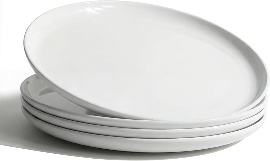 ONEderful Off-White Dinner Plates Set of 4-9 Inch Melamine Modern Flat Plates, Durable & Lightweight - Indoor & Outdoor Use, Perfect for Everyday Meals, BBQs, Weddings, Dishwasher Safe