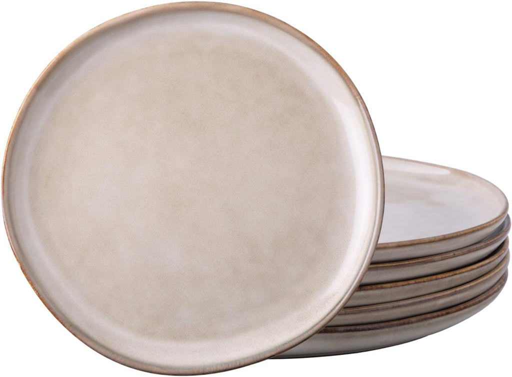 AmorArc Ceramic Dinner Plates Set of 6, 10.5 Inch Stoneware Plates Set | Handmade Reactive Glaze Plates, Rustic Shape Dinnerware Dish Set for Kitchen, Microwave & Dishwasher Safe, Scratch Resistant