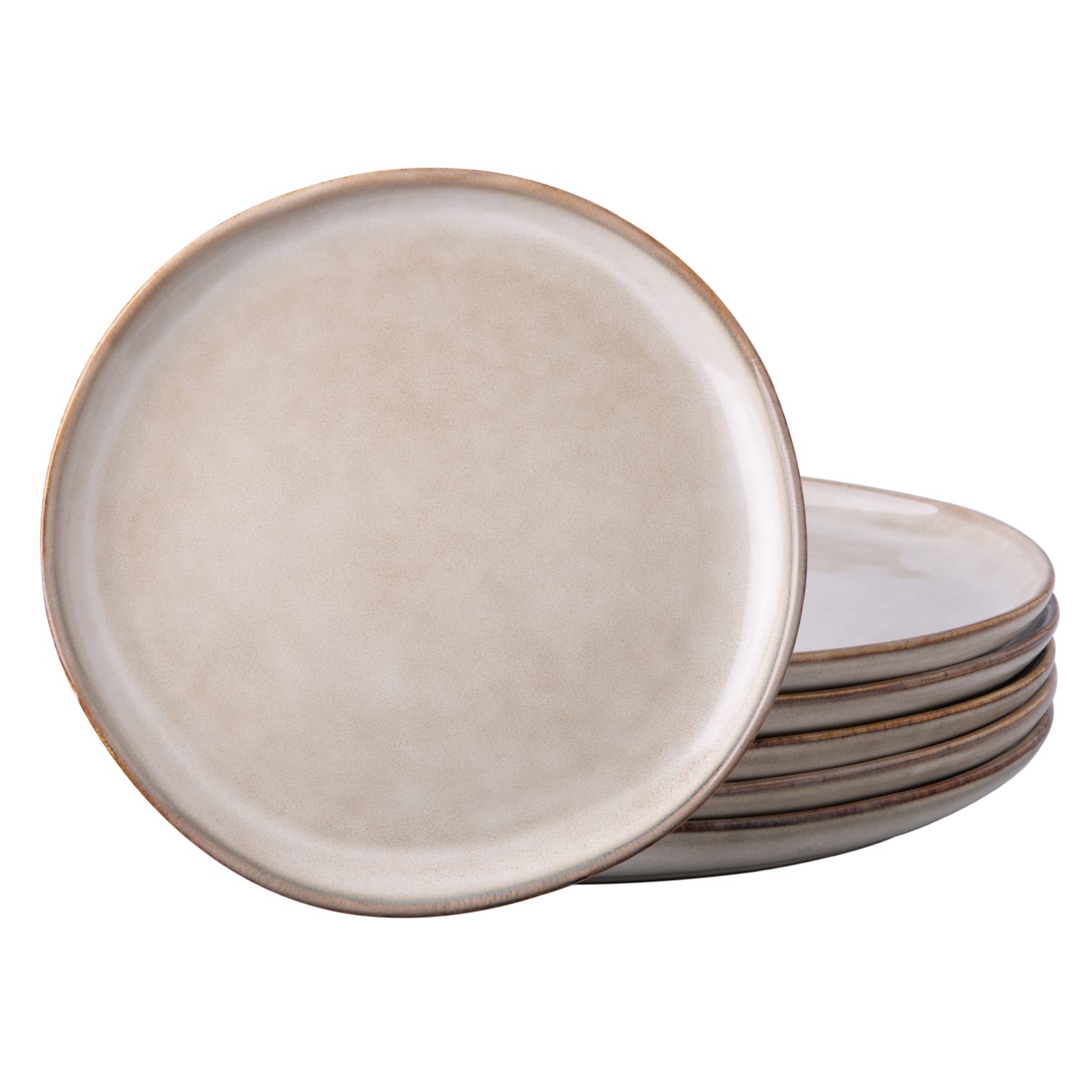 AmorArc Ceramic Dinner Plates Set of 6, 10.5 Inch Stoneware Plates Set | Handmade Reactive Glaze Plates, Rustic Shape Dinnerware Dish Set for Kitchen, Microwave & Dishwasher Safe, Scratch Resistant