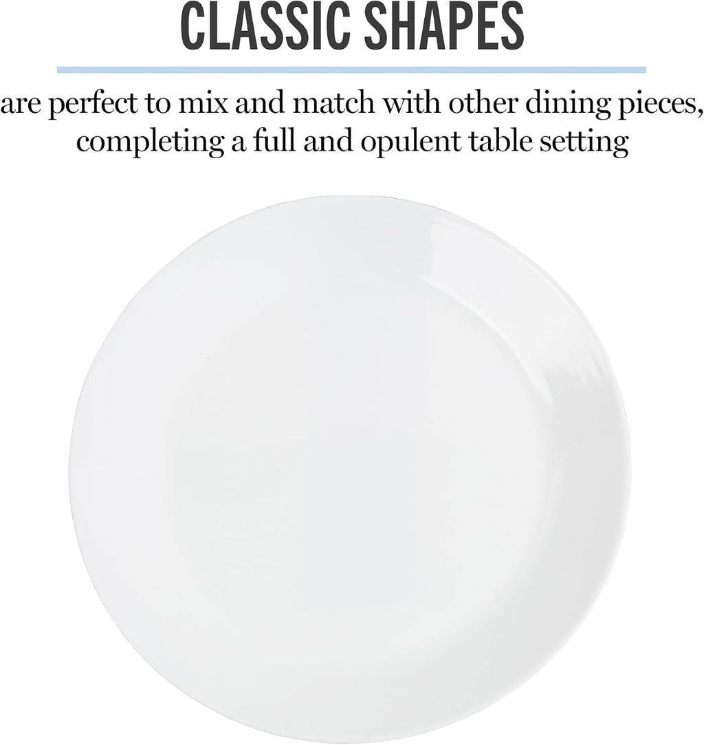 Martha Stewart Opalton Dinner Plates 6-Piece 10-Inch Plate Set – Chip and Break Resistant Opal Glass Plates - White