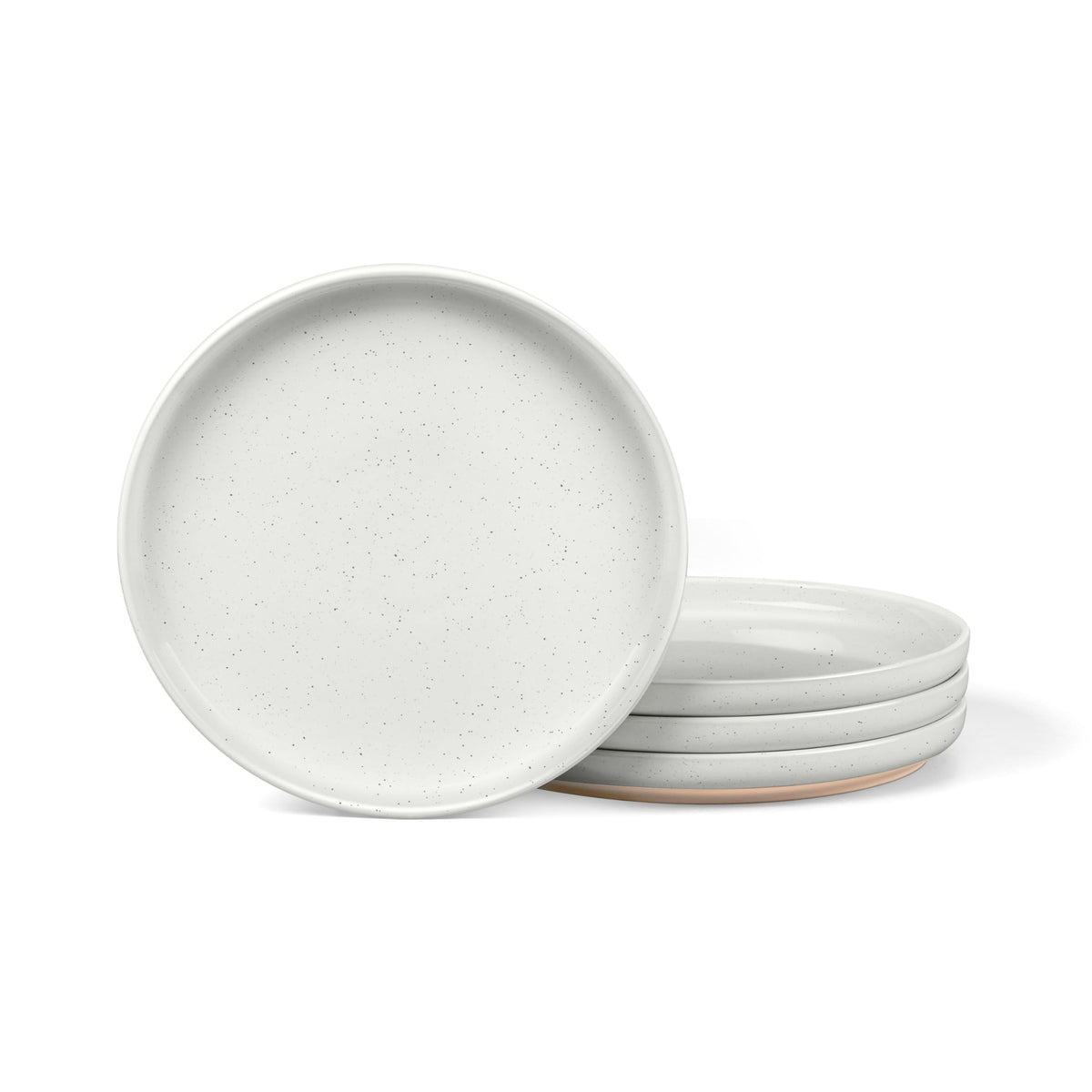 LIANYU Stoneware Dinner Plates Set of 4, 10.5 Inch Porcelain Kitchen Plates, High Edge Flat Dishes Set for Steak, Salad, Dessert, Microwave & Dishwasher & Oven Safe, Scratch Resistant, Milky Brown
