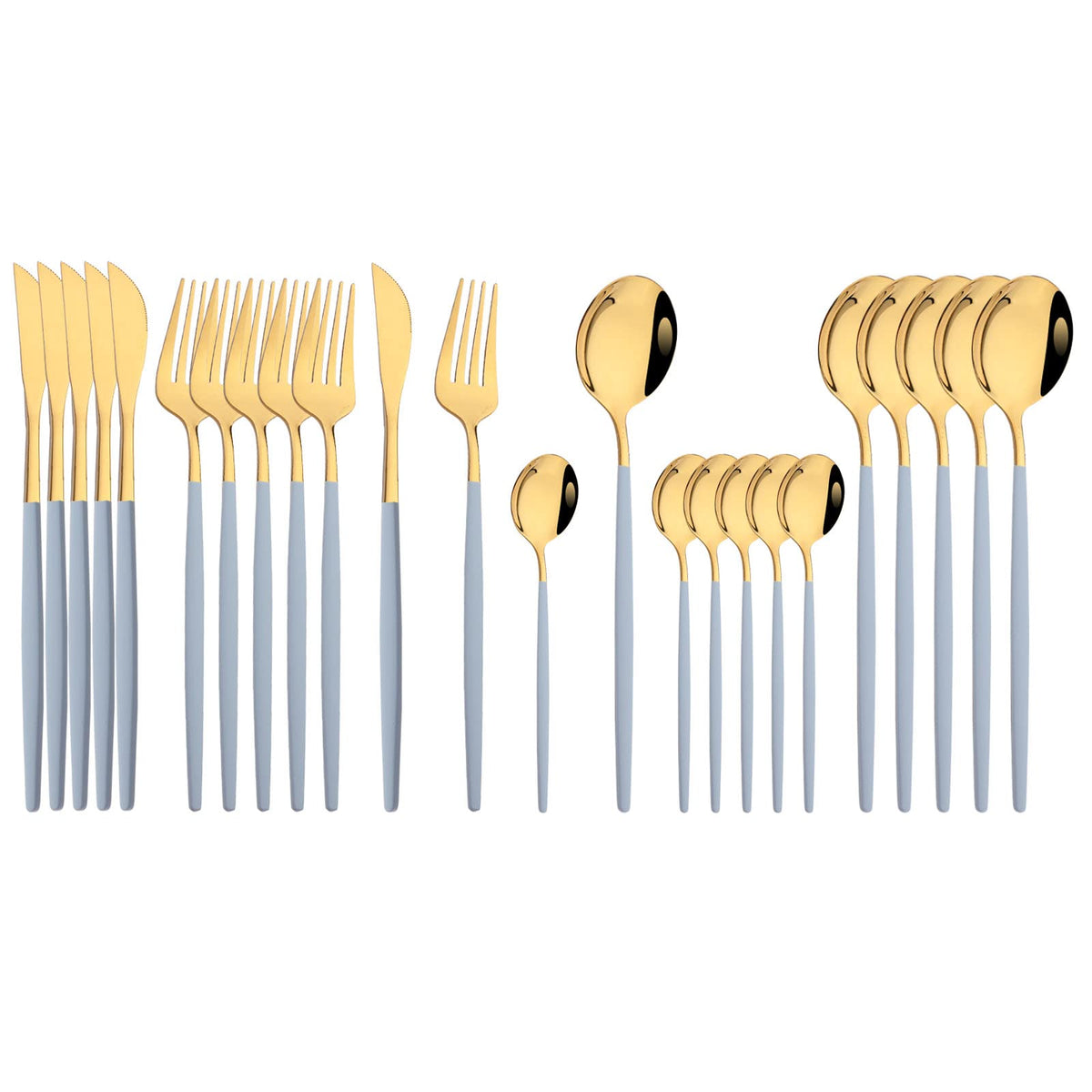 JASHII 24 Pieces Silverware Flatware Cutlery Set, Stainless Steel Tableware Silverware-Service for 6 Dishwasher Safe Full Set Flatware Durable (Silver)