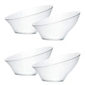 PLASTICPRO Disposable Angled Plastic Bowls Round Medium Serving Bowl, Elegant for Party's, Snack, or Salad Bowl, Clear Pack of 4
