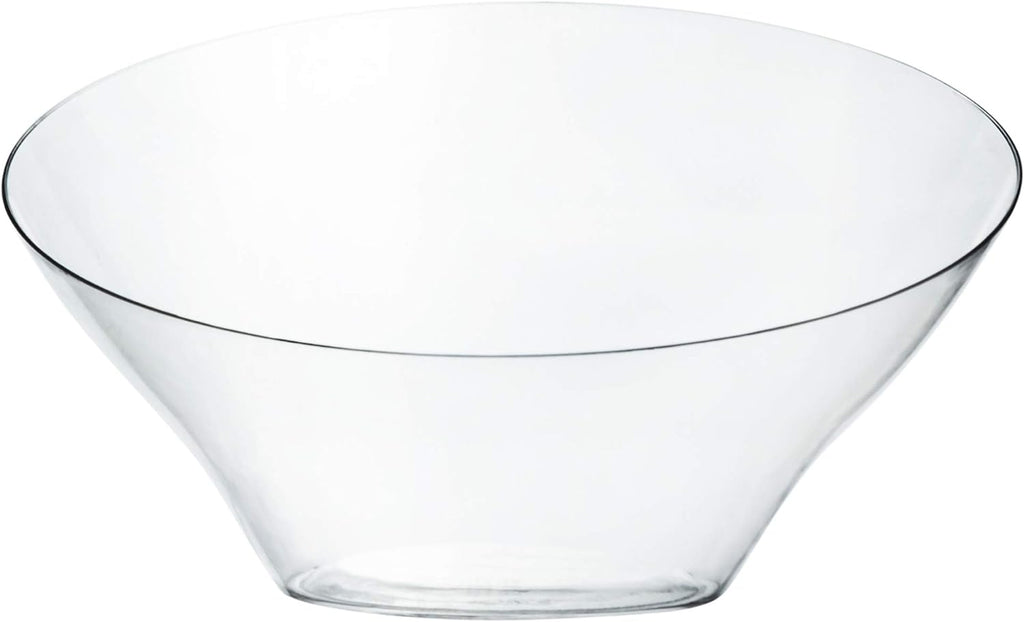 PLASTICPRO Disposable Angled Plastic Bowls Round Medium Serving Bowl, Elegant for Party's, Snack, or Salad Bowl, Clear Pack of 4