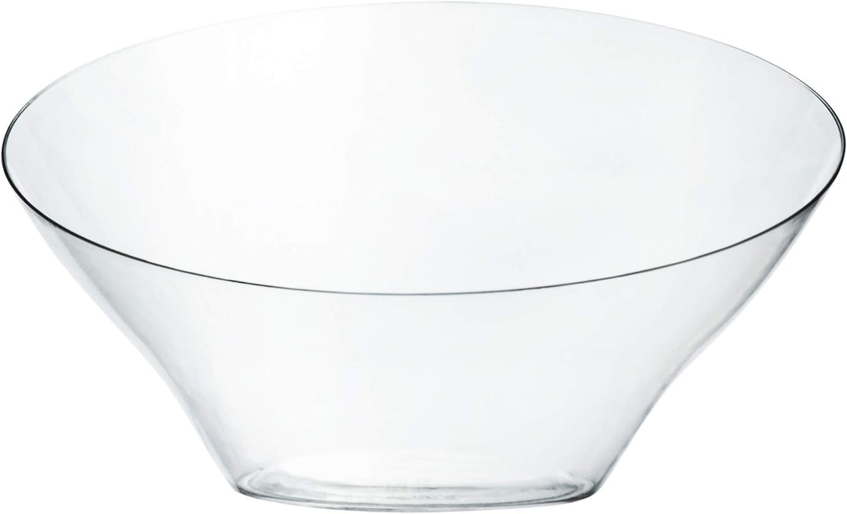 PLASTICPRO Disposable Angled Plastic Bowls Round Medium Serving Bowl, Elegant for Party's, Snack, or Salad Bowl, Clear Pack of 4