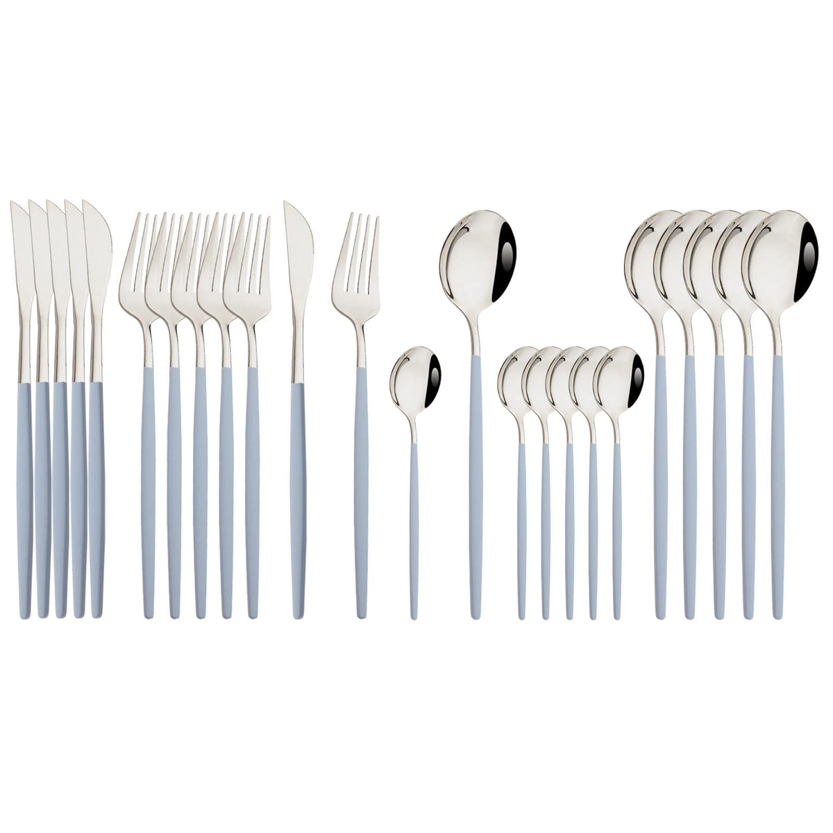 JASHII 24 Pieces Silverware Flatware Cutlery Set, Stainless Steel Tableware Silverware-Service for 6 Dishwasher Safe Full Set Flatware Durable (Silver)