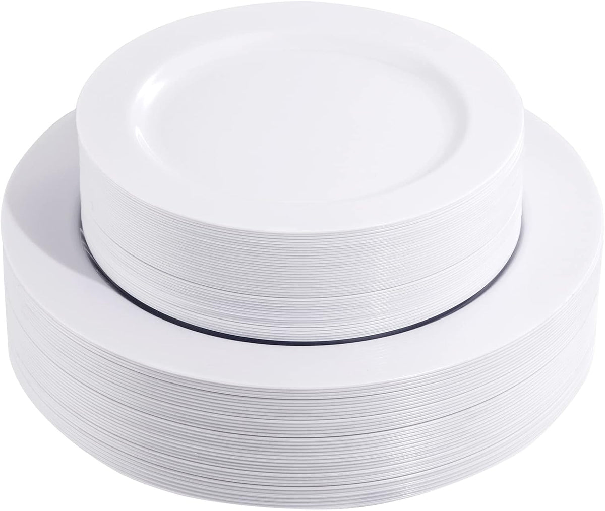 FLOWERCAT 60PCS White Plastic Plates - Heavy Duty White Disposable Plates for Outdoor/Birthday Party/Wedding -serve for 30 guests Include 30PCS 10.25" & 30PCS 7.5" Plates for Summer Party