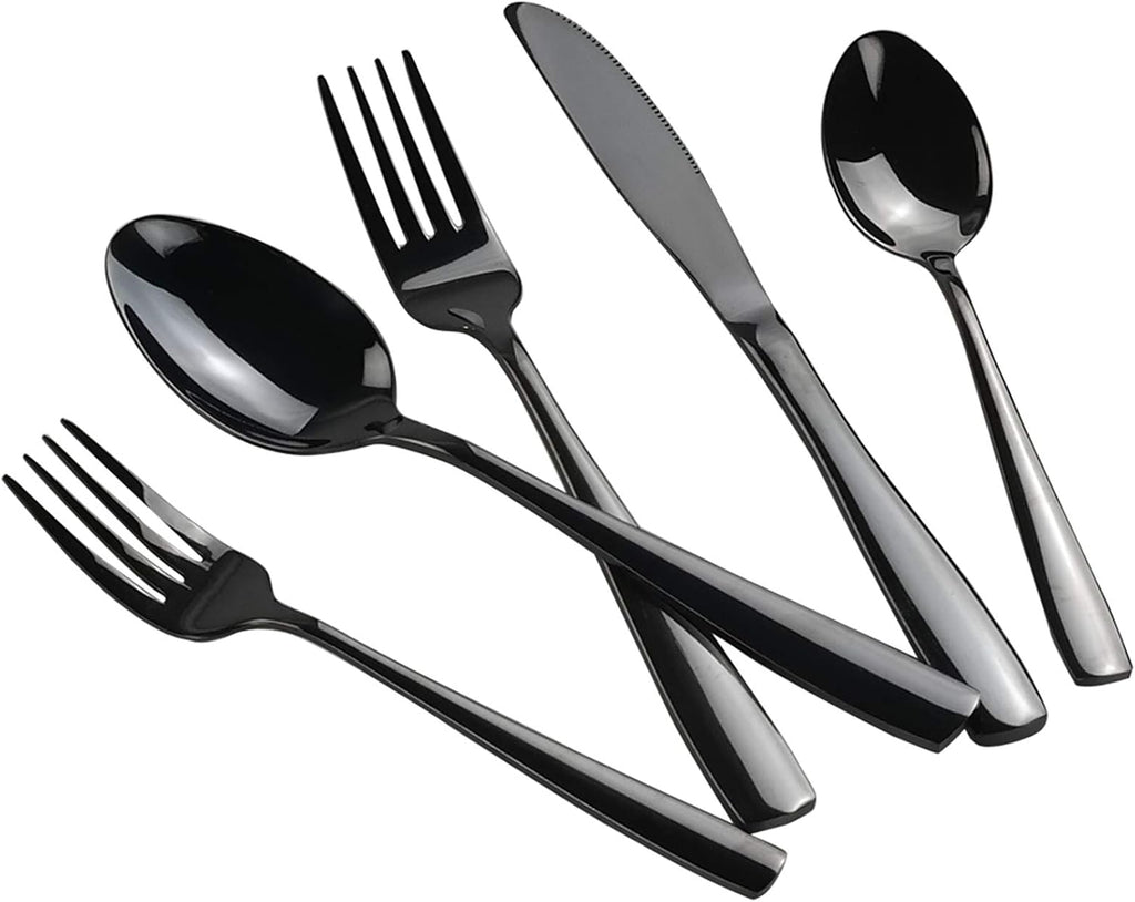 Teyyvn 60-Piece Black Stainless Steel Cutlery Set, Service for 12
