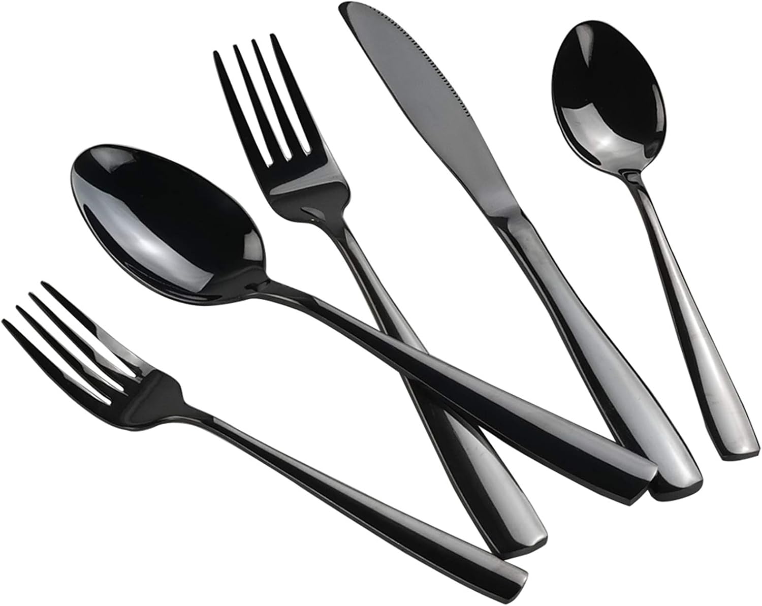 Teyyvn 60-Piece Black Stainless Steel Cutlery Set, Service for 12