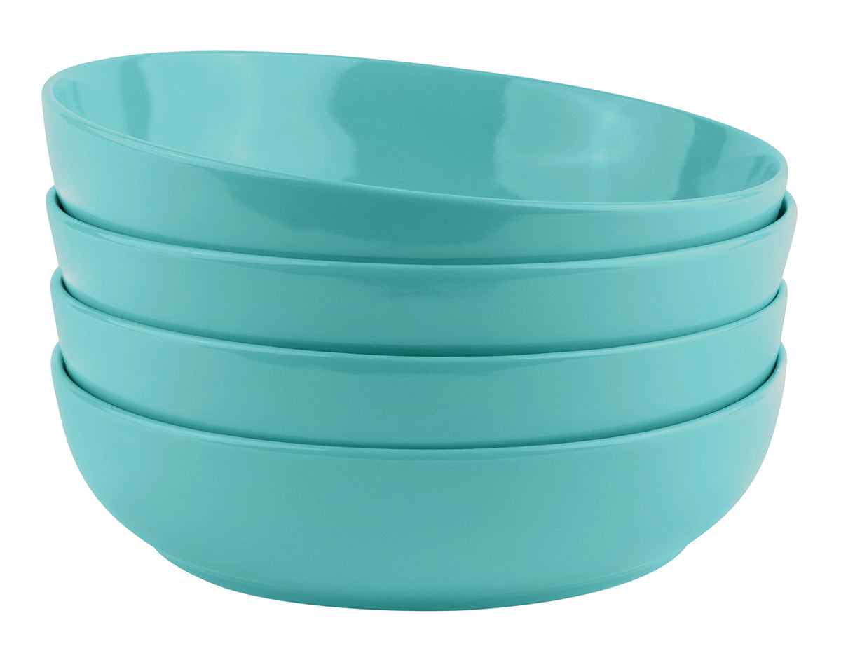 KooK Pasta Bowl, Salad Bowls, Bowls, Serving Bowls, Soup, Ceramic, Large Capacity, Microwave & Dishwasher Safe, Set of 4, 40 Oz, (White)