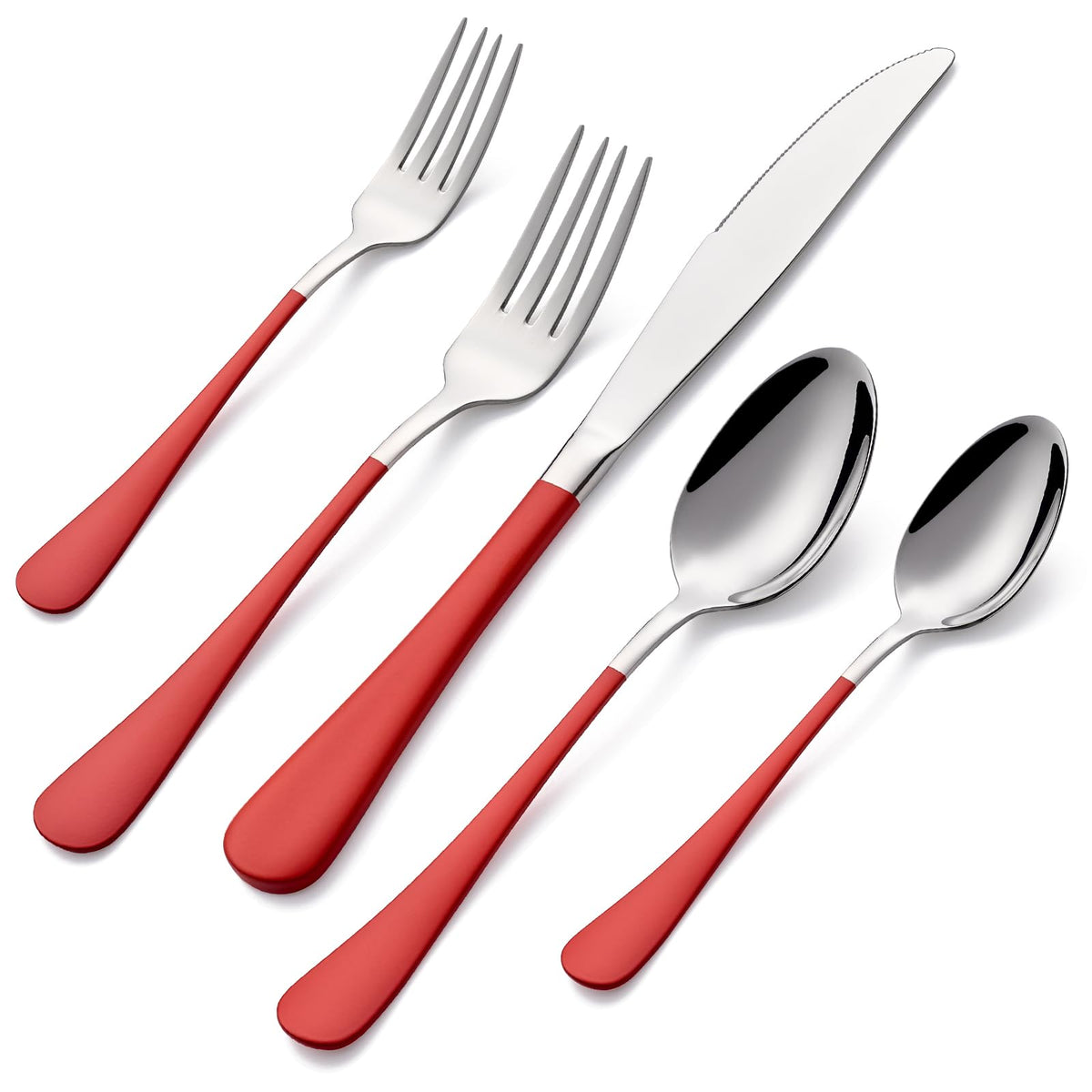 20-Pieces Green and Black Silverware Sets for 4,Green Handle Stainless Steel Cutlery Set, Include Forks Spoons and Knives Set, Dishwasher Safe Utensil Sets for Home Restaurant