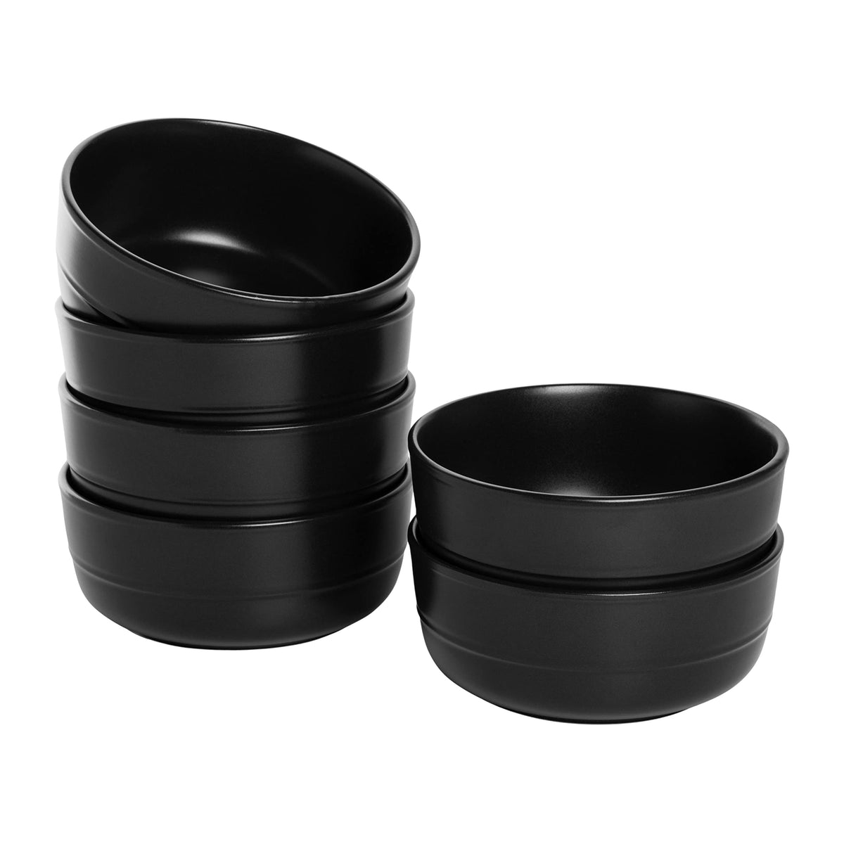 Double Line 10.5" Dinner Plate, Set of 6, Matte Black