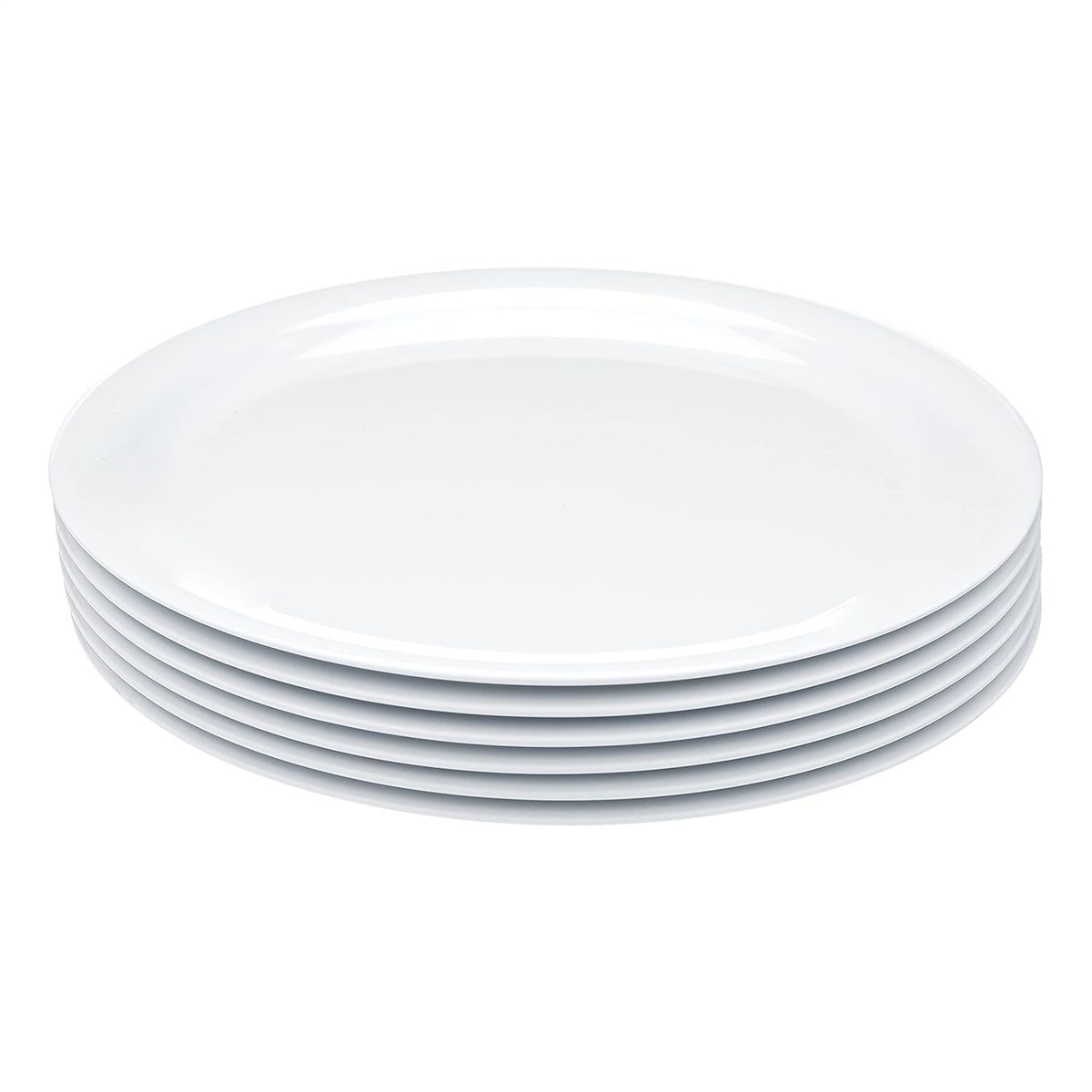 Amazon Basics Melamine Plastic Plate, Dishwasher Safe, BPA Free, 6 Piece Set, 9 in, White