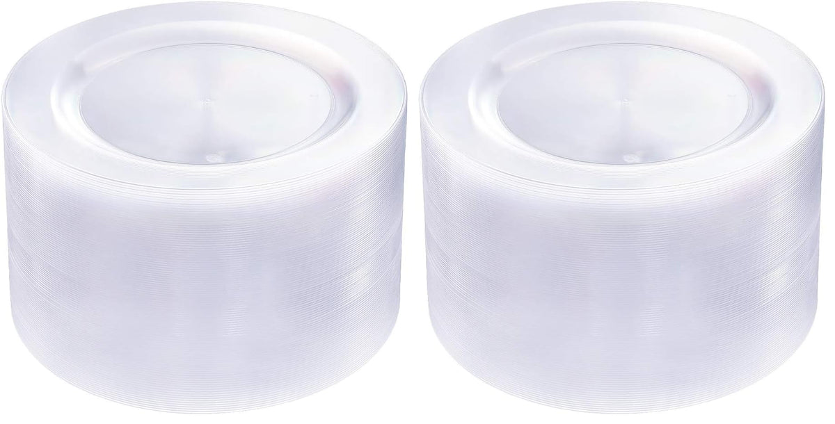 bUCLA 100PCS White Plastic Plates-10.25inch Disposable Dinner Plates-Premium Party&Wedding Plates