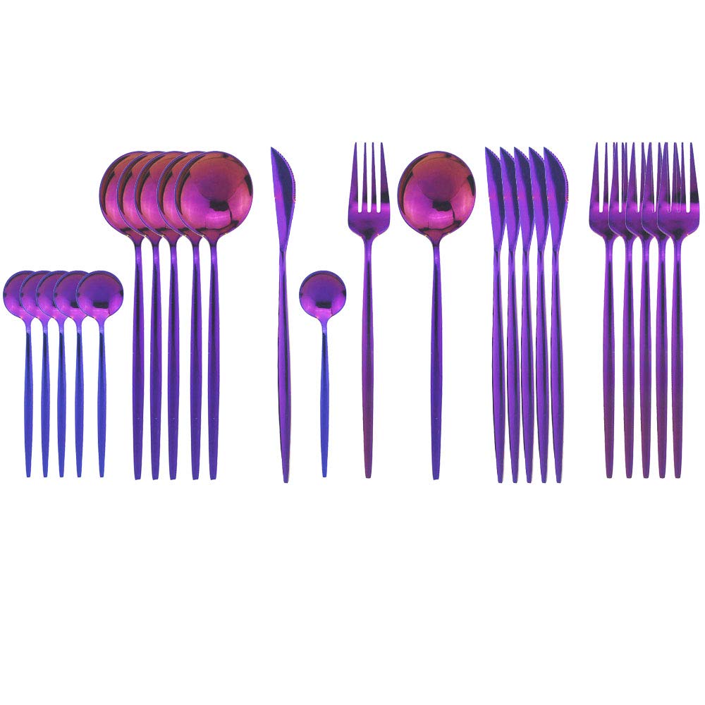 JASHII 24 Pieces Silverware Flatware Cutlery Set, Stainless Steel Tableware Silverware-Service for 6 Dishwasher Safe Full Set Flatware Durable (Silver)