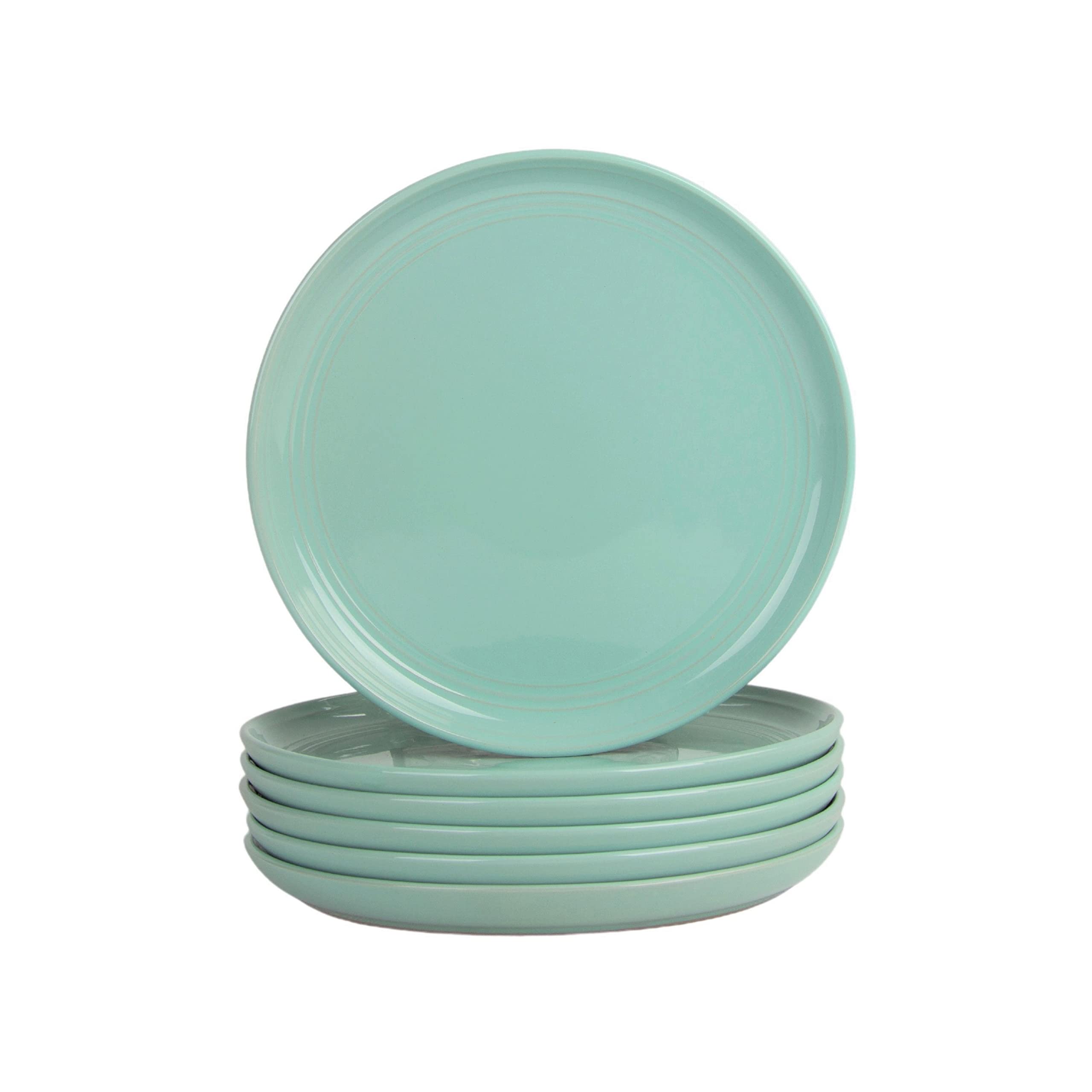 Double Line 10.5" Dinner Plate, Set of 6, Matte Black