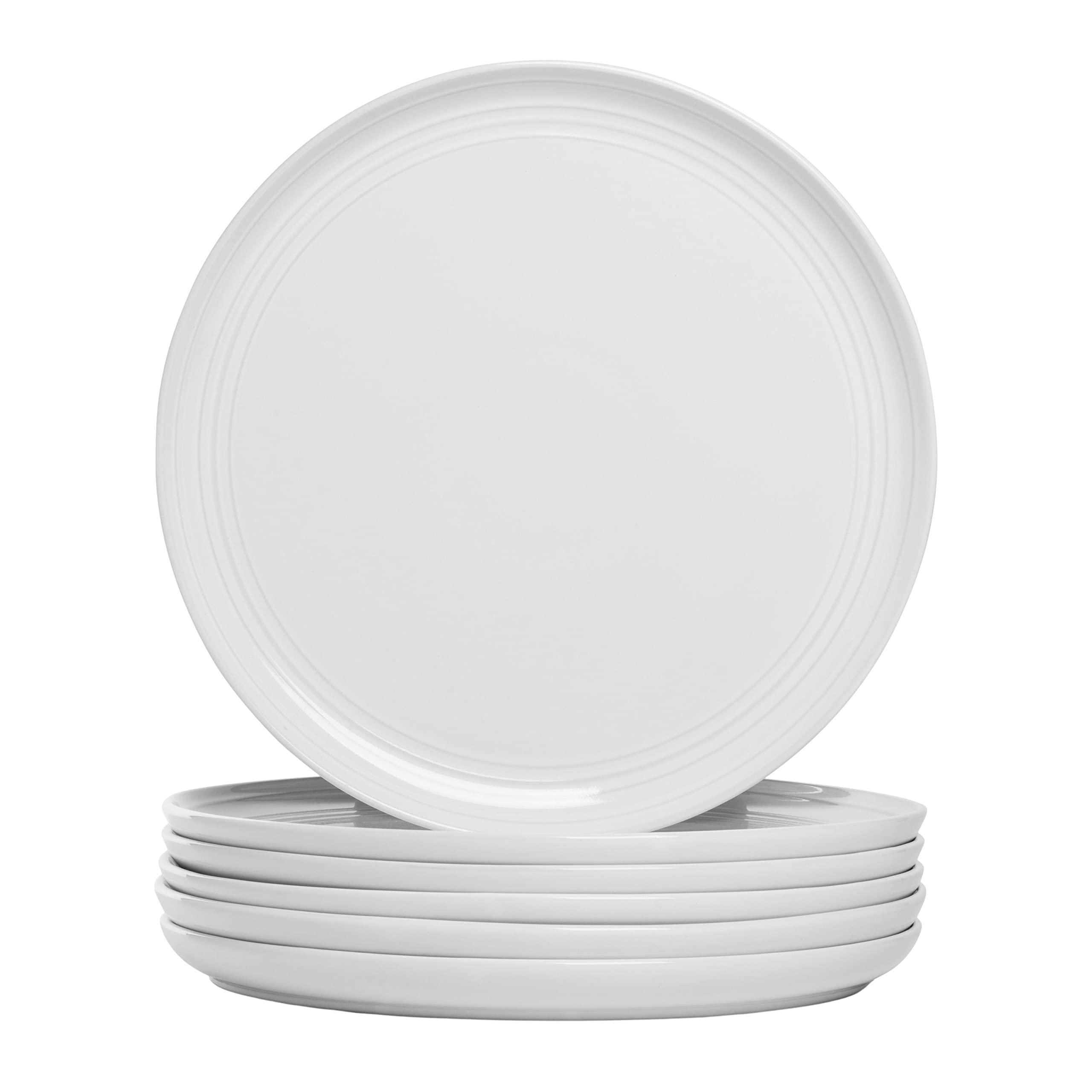 Double Line 10.5" Dinner Plate, Set of 6, Matte Black