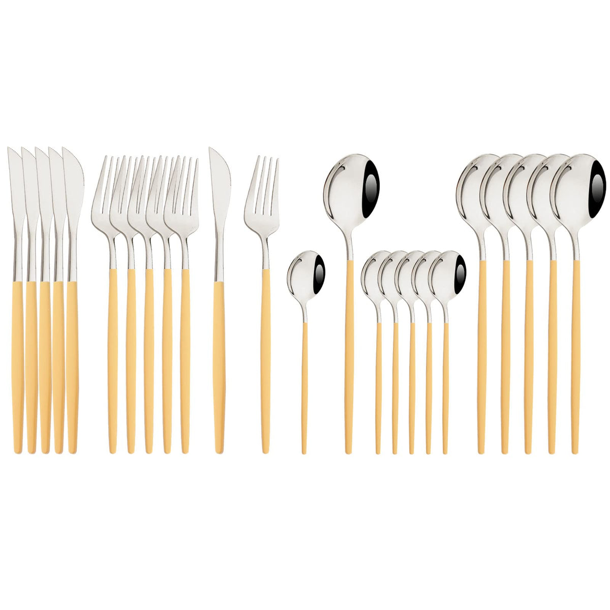JASHII 24 Pieces Silverware Flatware Cutlery Set, Stainless Steel Tableware Silverware-Service for 6 Dishwasher Safe Full Set Flatware Durable (Silver)