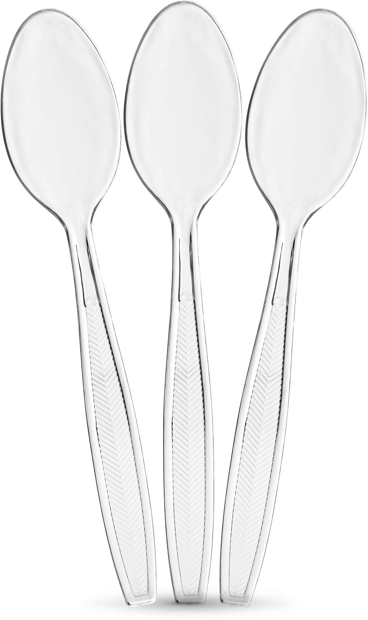 Plasticpro Clear Plastic Soup Spoons Disposable Cutlery Medium Weight Utensils 100 Count