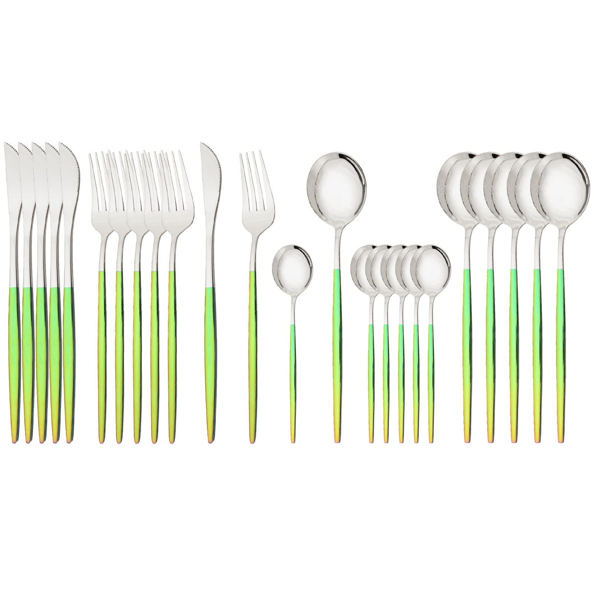 JASHII 24 Pieces Silverware Flatware Cutlery Set, Stainless Steel Tableware Silverware-Service for 6 Dishwasher Safe Full Set Flatware Durable (Silver)